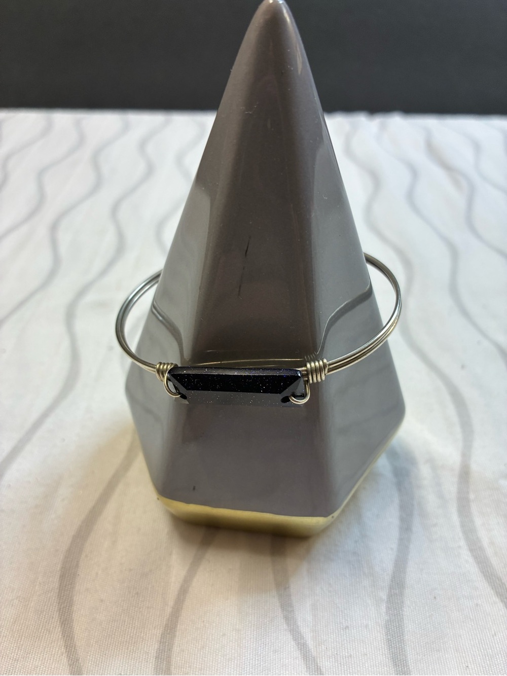 PreOwned Luca+Danni Silver Wire Bangle with Dark Blue Sparkle Bar